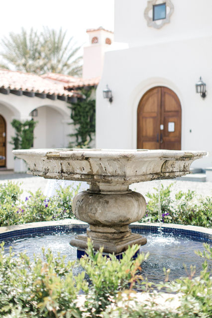 Water fountain in the court yard of the Emerson Estate