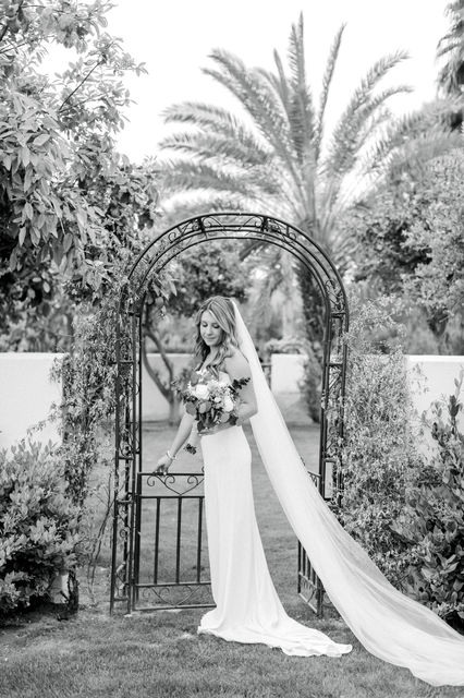 Black and white photo of Bride