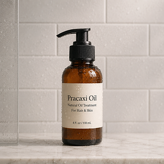 Pracaxi oil in serene bathroom setting .png