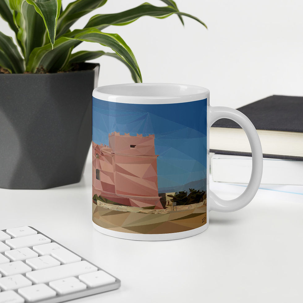 Thumbnail: Malta Poly-Art Red Tower Glossy Mug