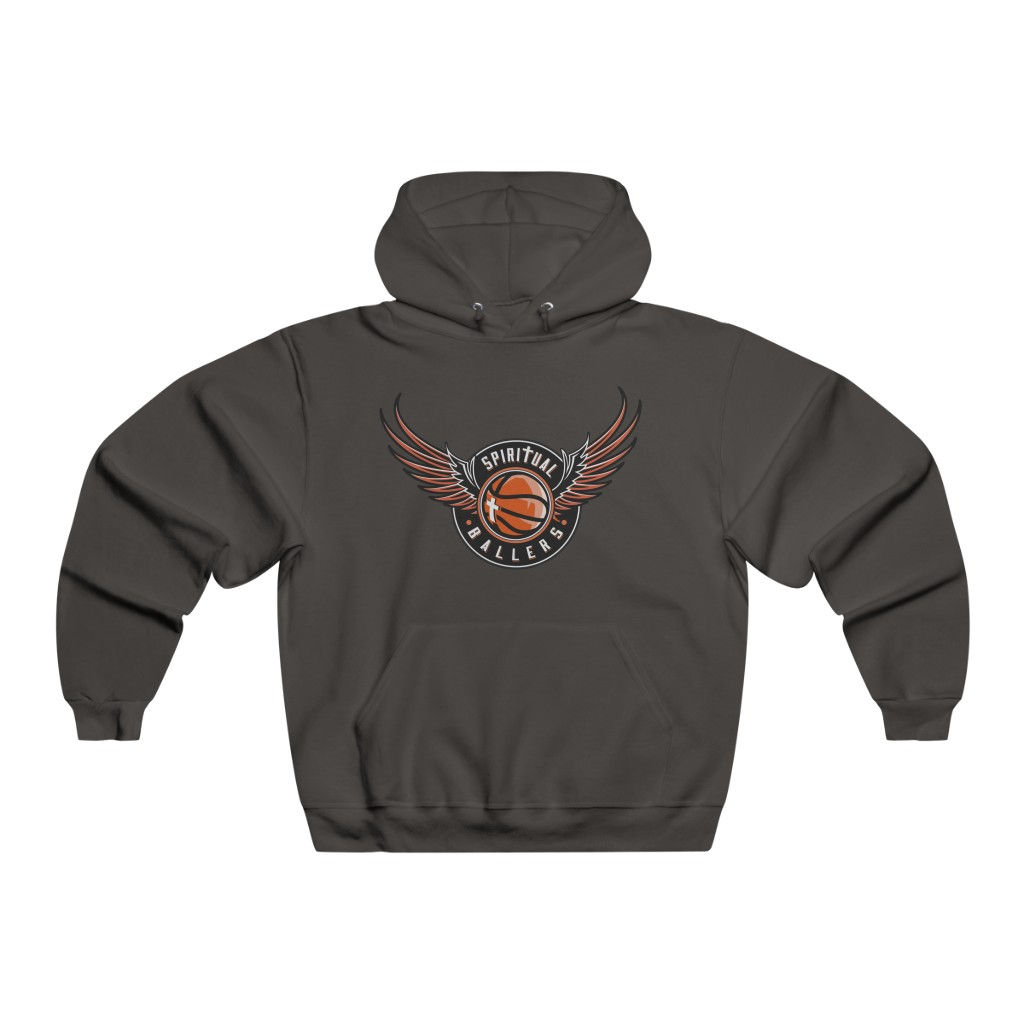 Spiritual Ballers™ Wing Logo (Orange/Black) Men's NUBLEND® Black Hoodie