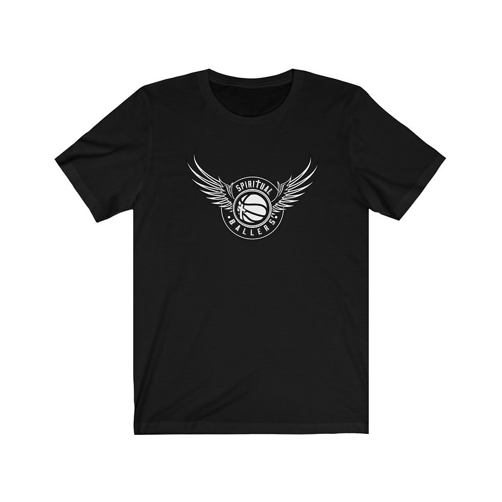 Thumbnail: Spiritual Ballers™ Wing Logo Unisex Short Sleeve Tee (Black/White)