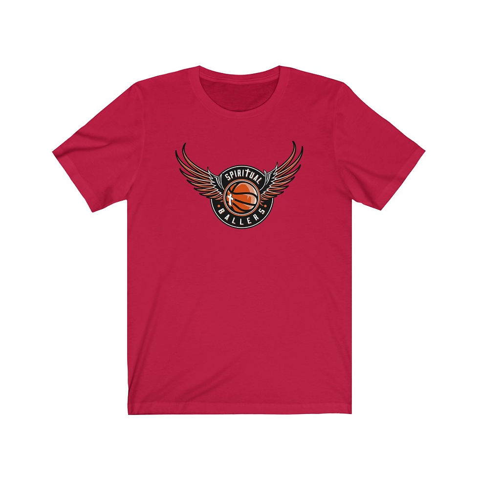 Thumbnail: Spiritual Ballers™ Wing Logo Unisex Short Sleeve Tee (Orange/Black)