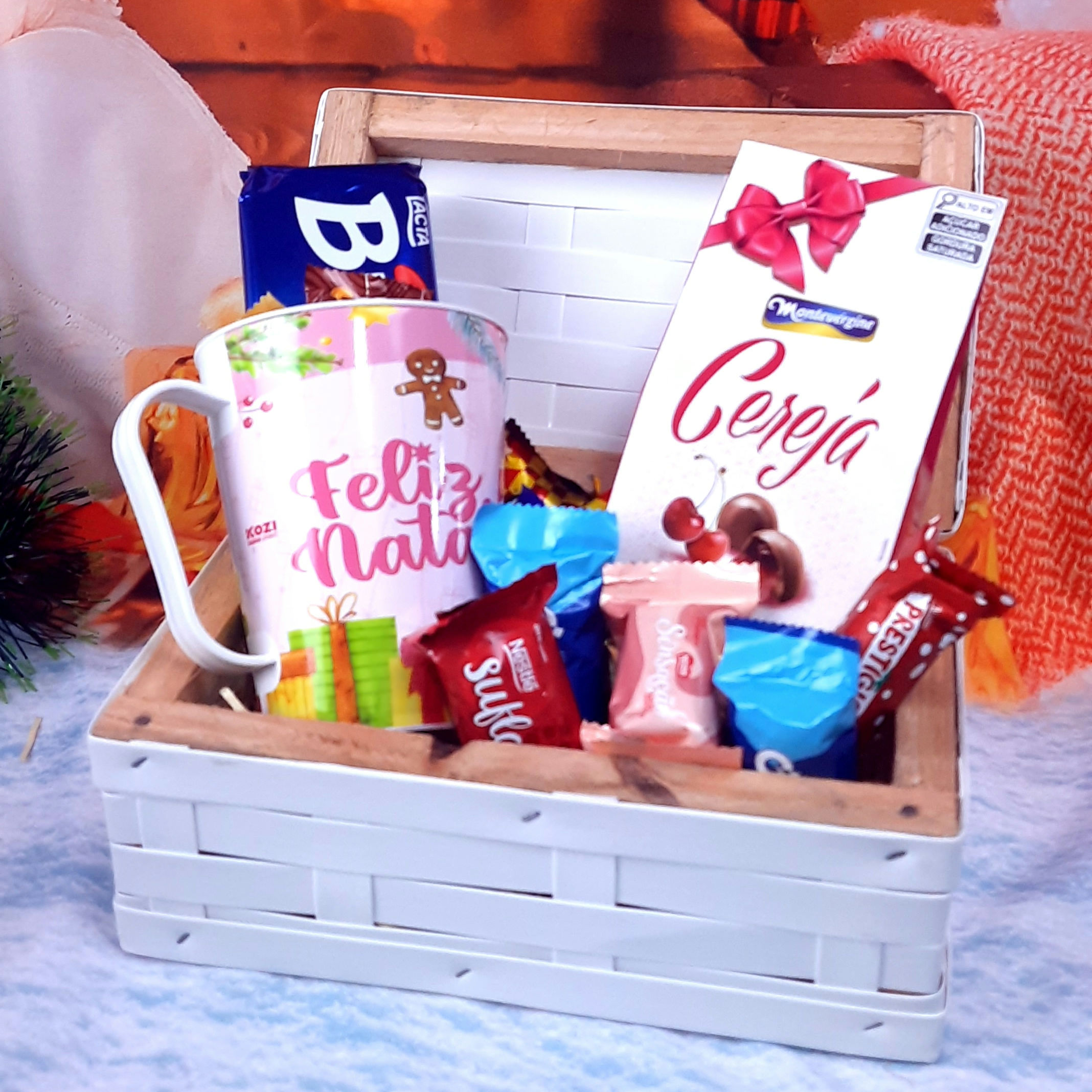 cesta mimo de natal com chocolates