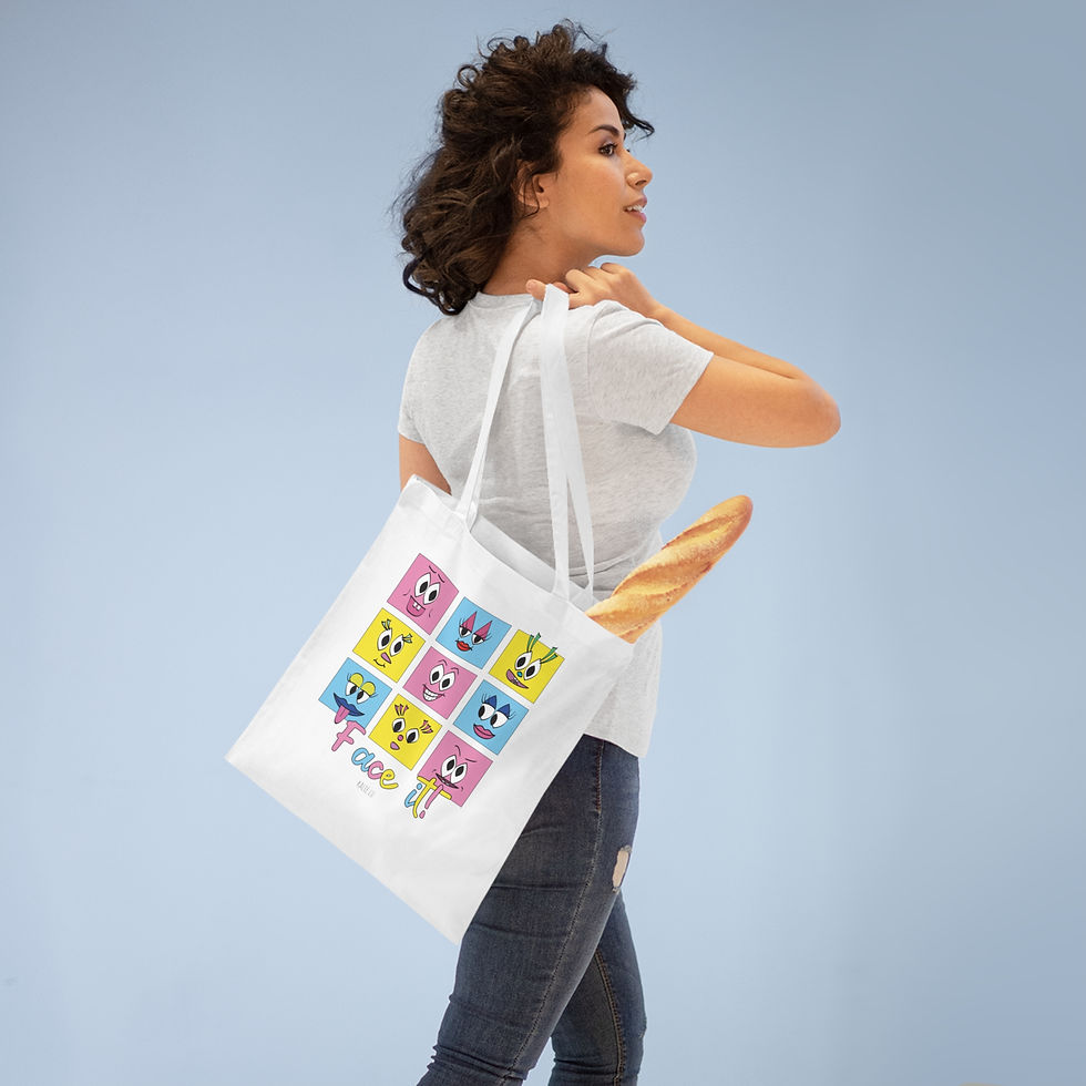 Miniaturbild: FACES by Kalie - Fun Faces Tote Bag, Colorful, Playful Bag, Kids Bag, Funny Bag