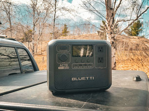 The Bluetti AC70 on a Truck Bed Outside