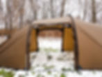 A side image of the tent with both doors opened. You can see through to the other side.