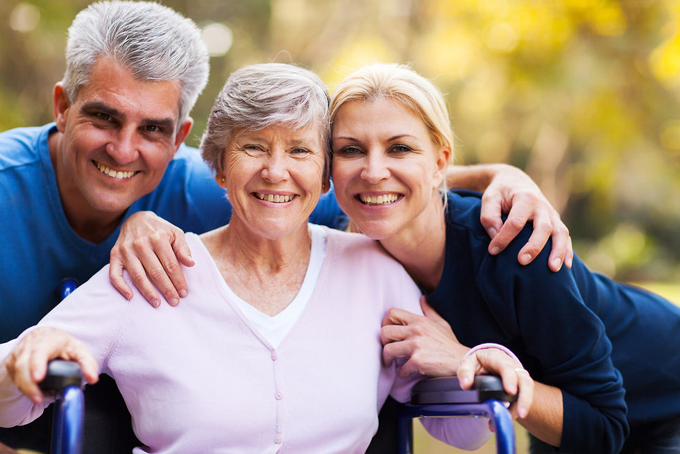 Middle-aged couple with elderly mother