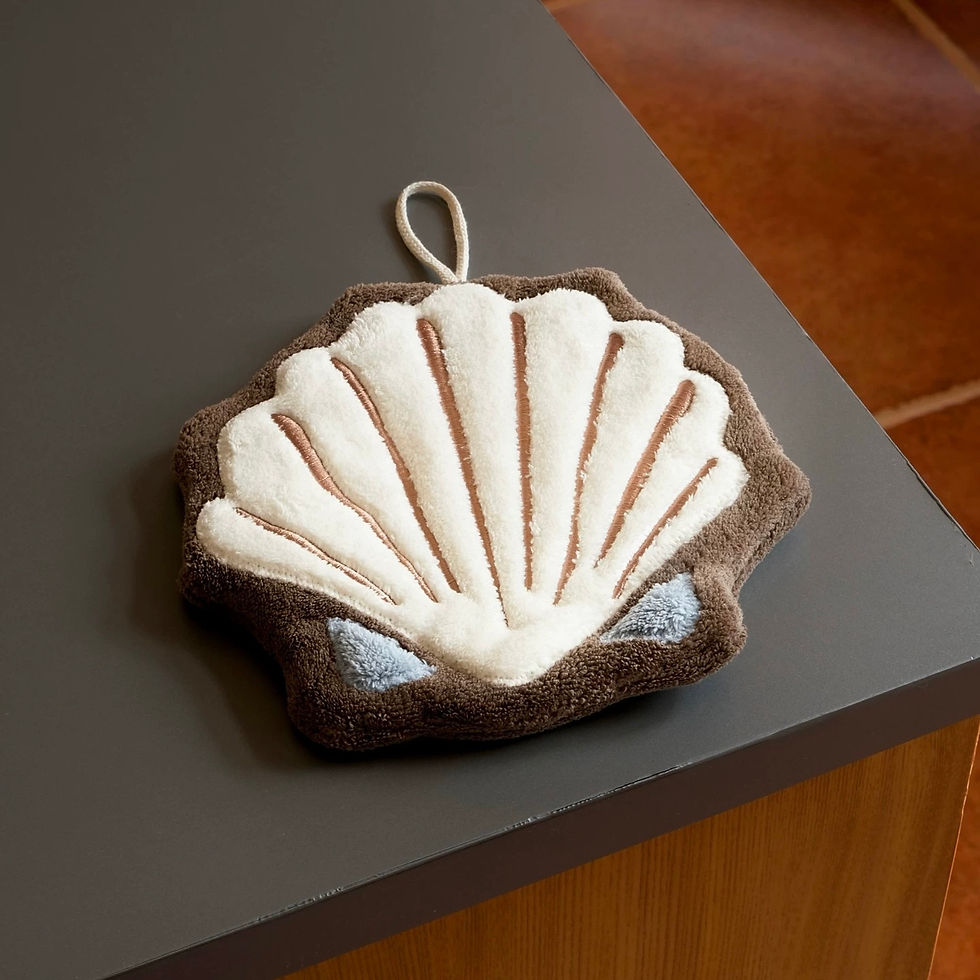 Shell Hanging Hand Towel with Loop, Boho Green Bathroom Decor