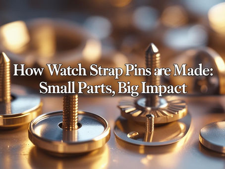 How Watch Strap Pins are Made Small Parts, Big Impact various metal watch strap pins and components on a reflective surface