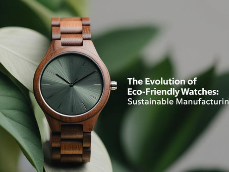 A wooden wristwatch with a green face displayed on green leaves The Evolution of Eco-Friendly Watches Sustainable Manufacturing
