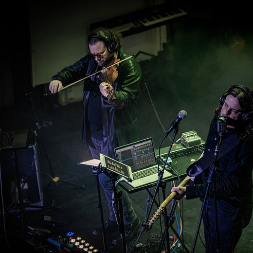 Georges-Emmanuel Schneider (violin & electronics) and Sascha Blach (lyrics and guitar) performing with The Halo Trees at Dark Days Berlin, 2026.