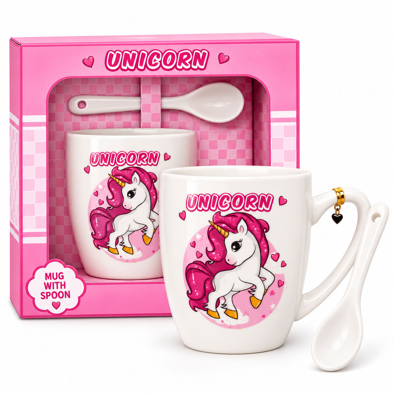 Kids Unicorn Mug with Spoon