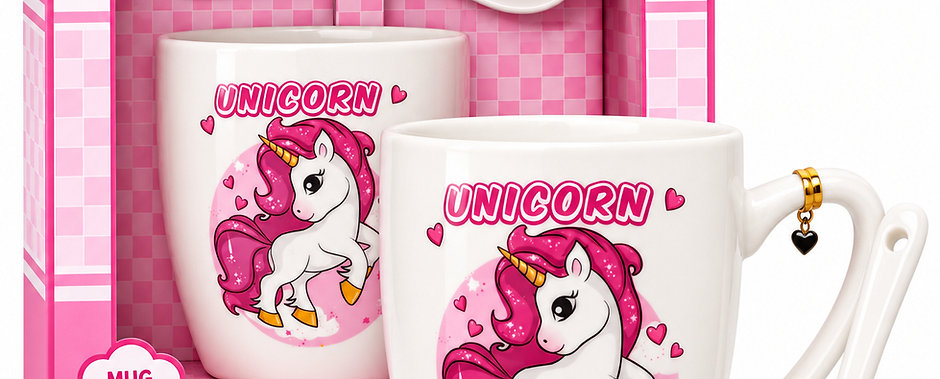 Kids Unicorn Mug with Spoon