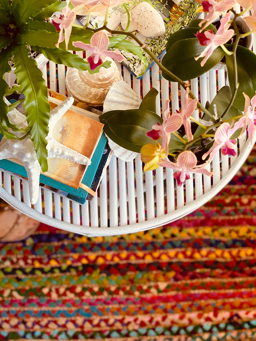 boho chid decorated table in surf shop in Southern California