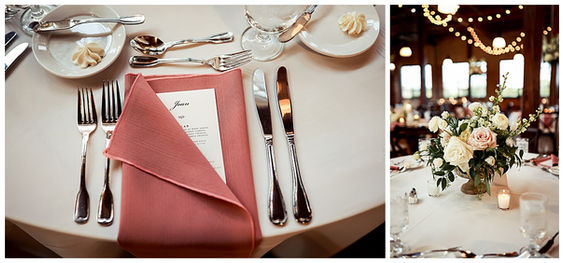 Elegant table setting and floral centerpiece at Biltwell Event Center