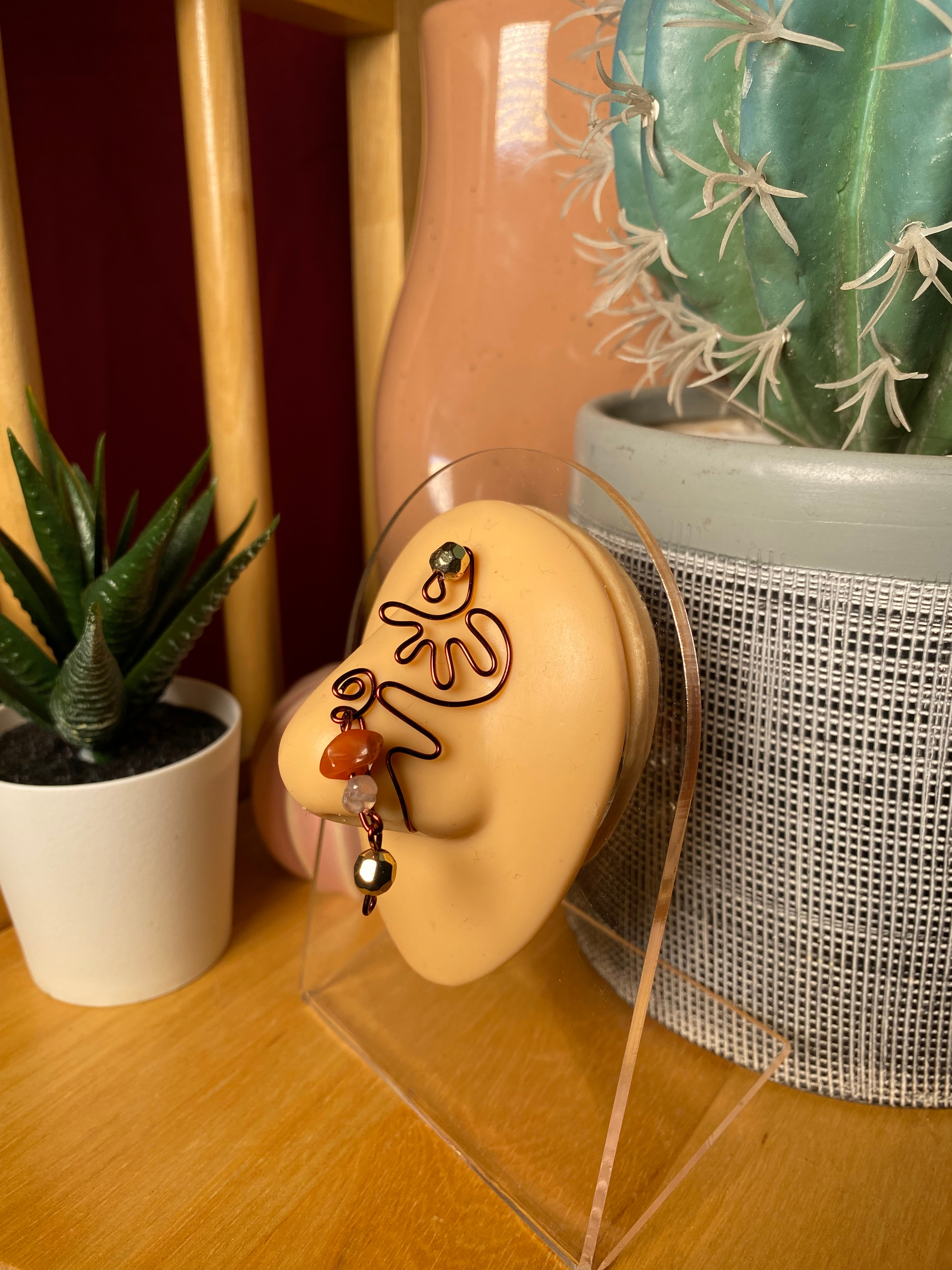 Red Agate Freestyle Design - Nose Cuff