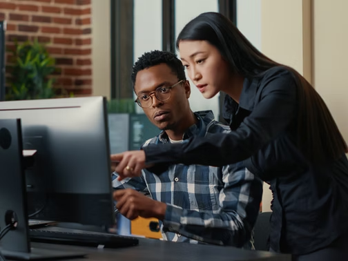 collaborating in the office