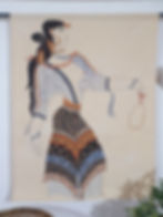 minoan fresco restored, minoische wandmalerei, frau, akrotiri, fresko