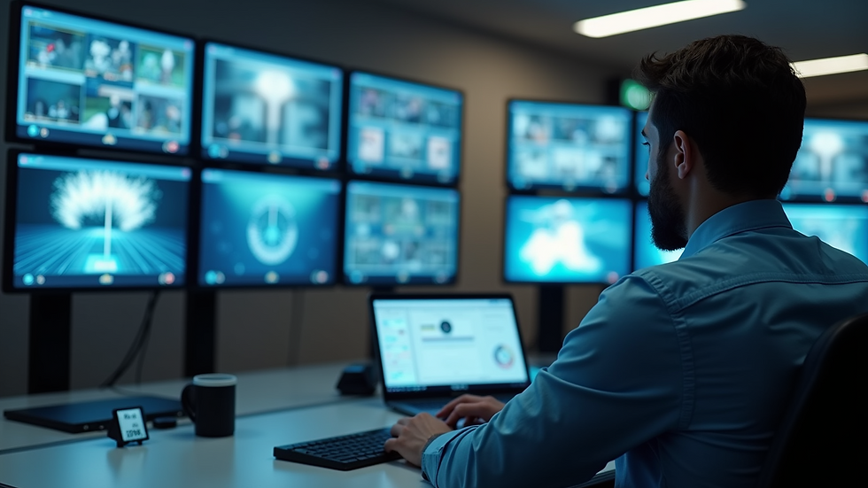 Eye-level view of a modern security control room
