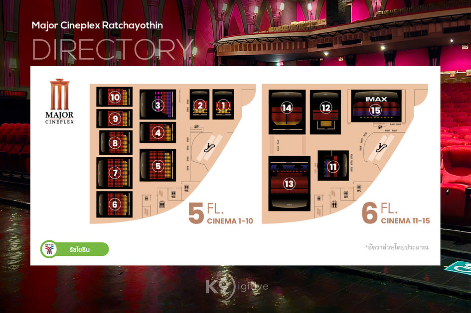 Cinema Directory ผังตำแหน่งโรงภาพยนตร์ Major Cineplex Ratchayothin เมเจอร์ ซีนีเพล็กซ์ รัชโยธิน