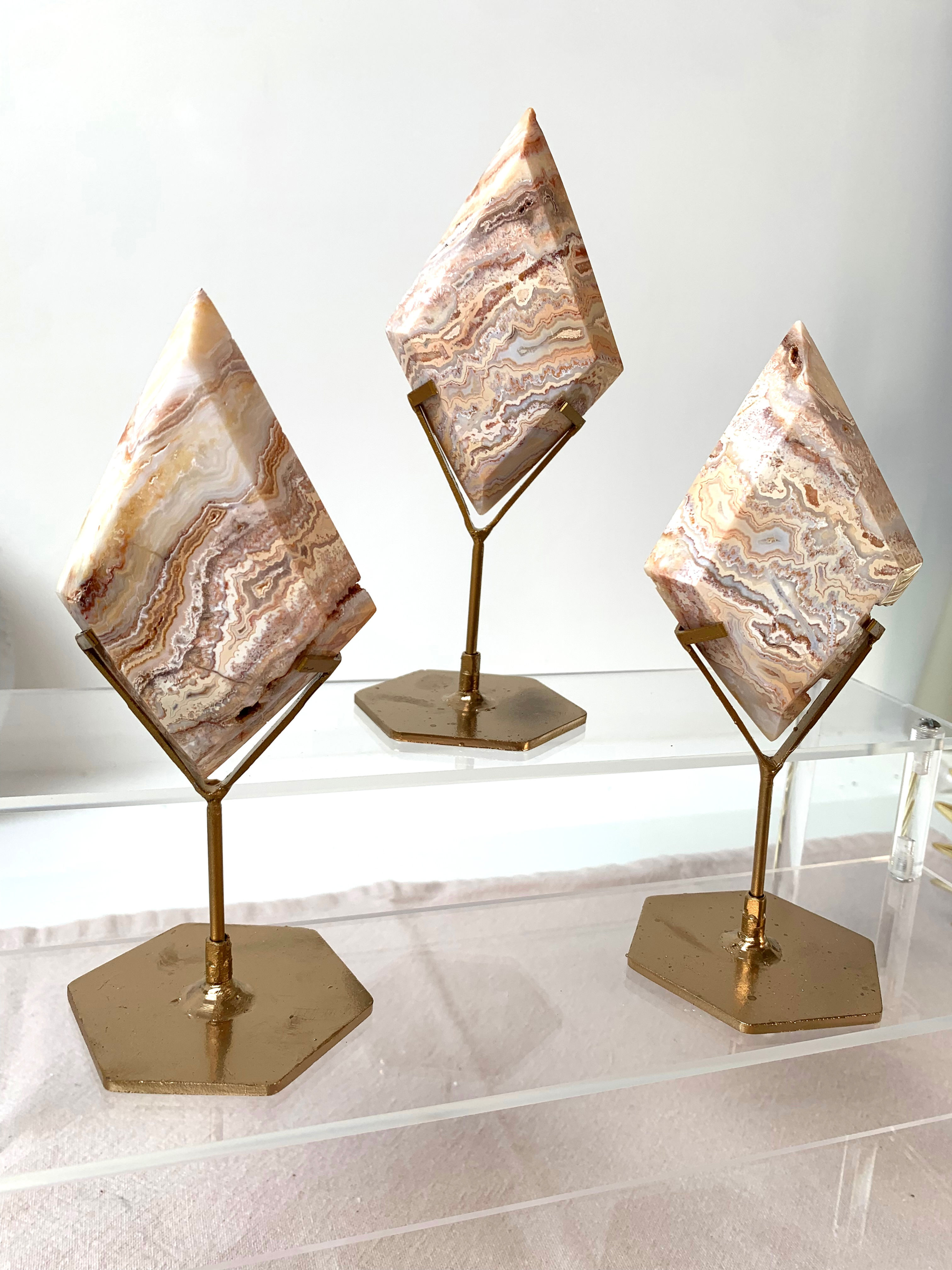 Losange Agate Crazy Lace Rose