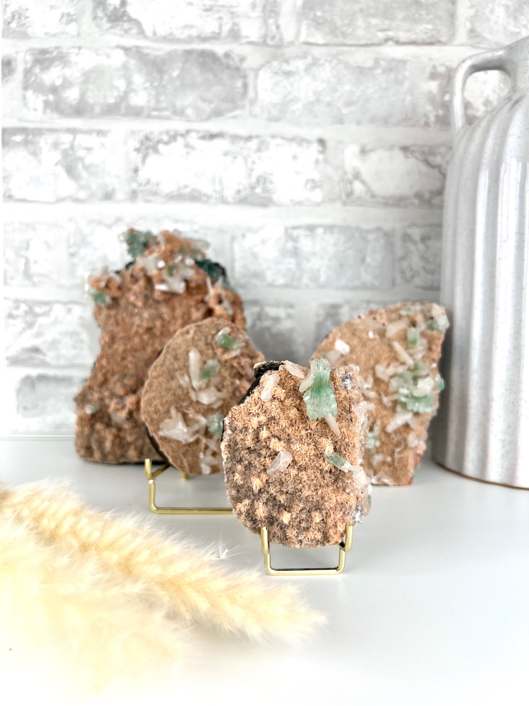 Apophyllite verte & Stilbite sur Heulandite Orange