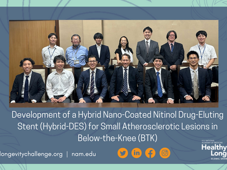 【Award】Our research and development has been awarded the 2024 Catalyst Phase of the Healthy Longevity Global Competition (NAM-HLGC), an initiative of the US National Academy of Medicine (NAM). 
