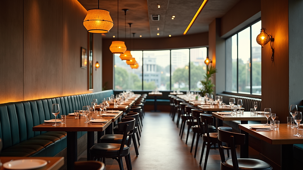 Vue intérieure élégante d’un restaurant moderne dans le Design District