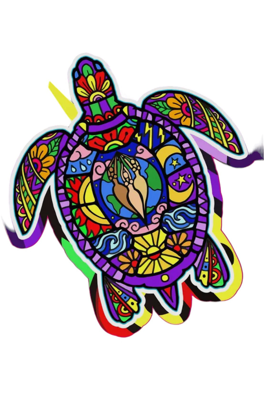 Multi Color Turtle Window Sticker