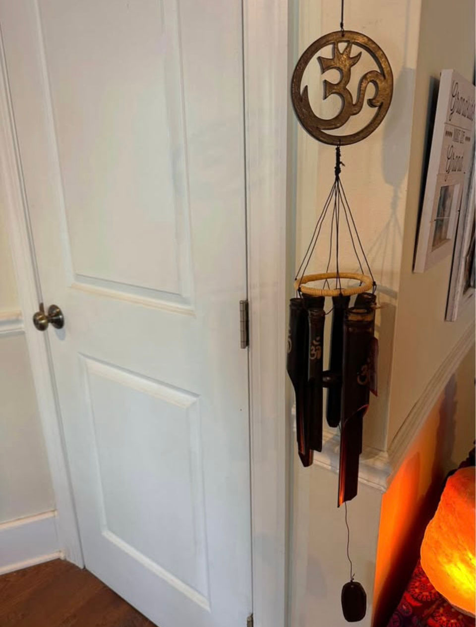 Thumbnail: Bamboo Windchime Gold Painted Om