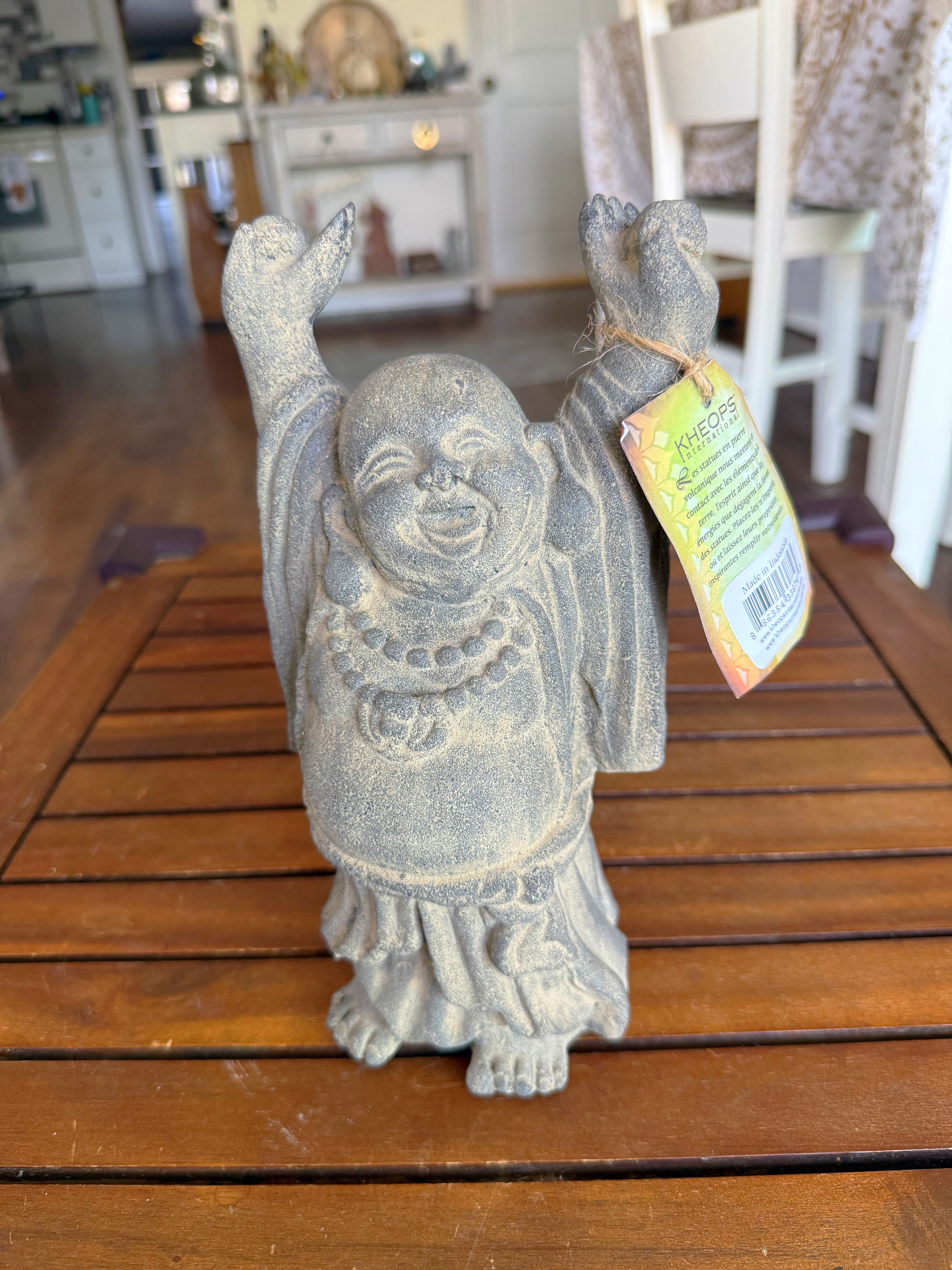 Volcanic Stone Statue Standing Happy Buddha