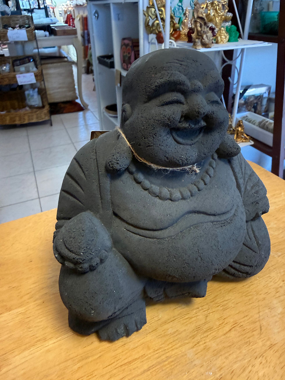 Thumbnail: Volcanic Stone Statue Happy Buddha Black