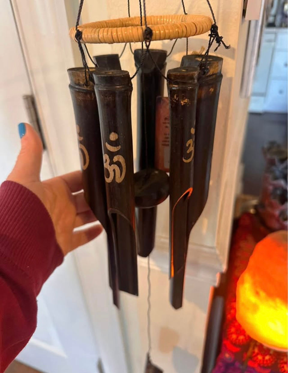 Thumbnail: Bamboo Windchime Gold Painted Om