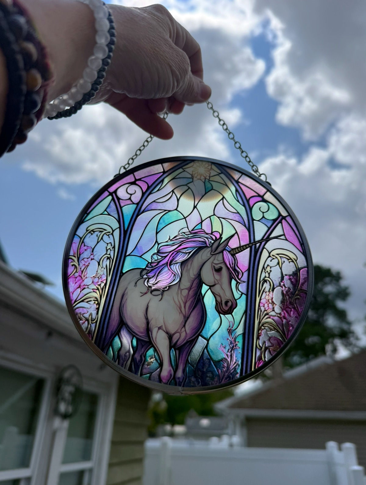 Stain glass unicorn suncatcher 