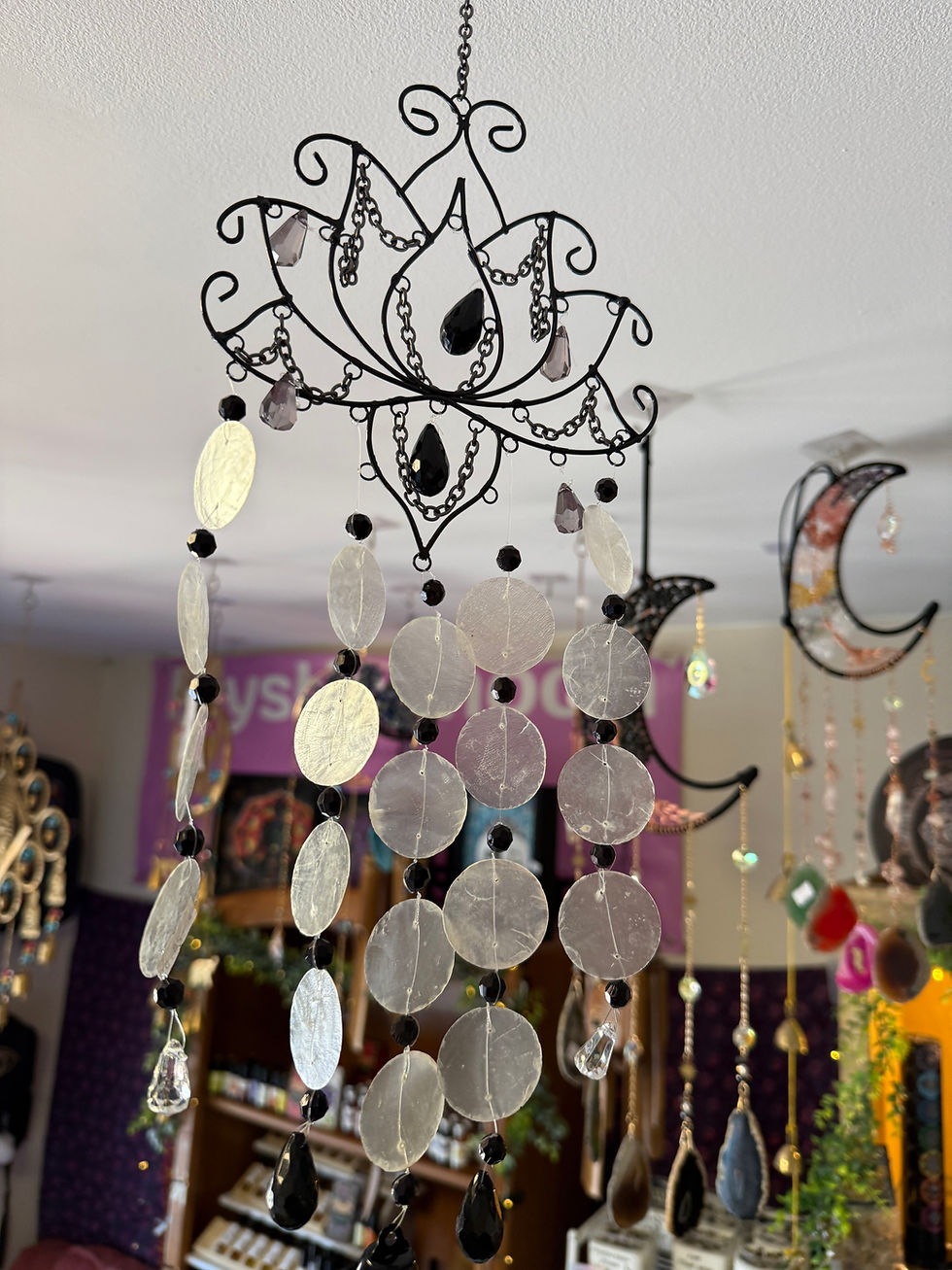 Thumbnail: Teardrop Capiz Chime-Natural and Black