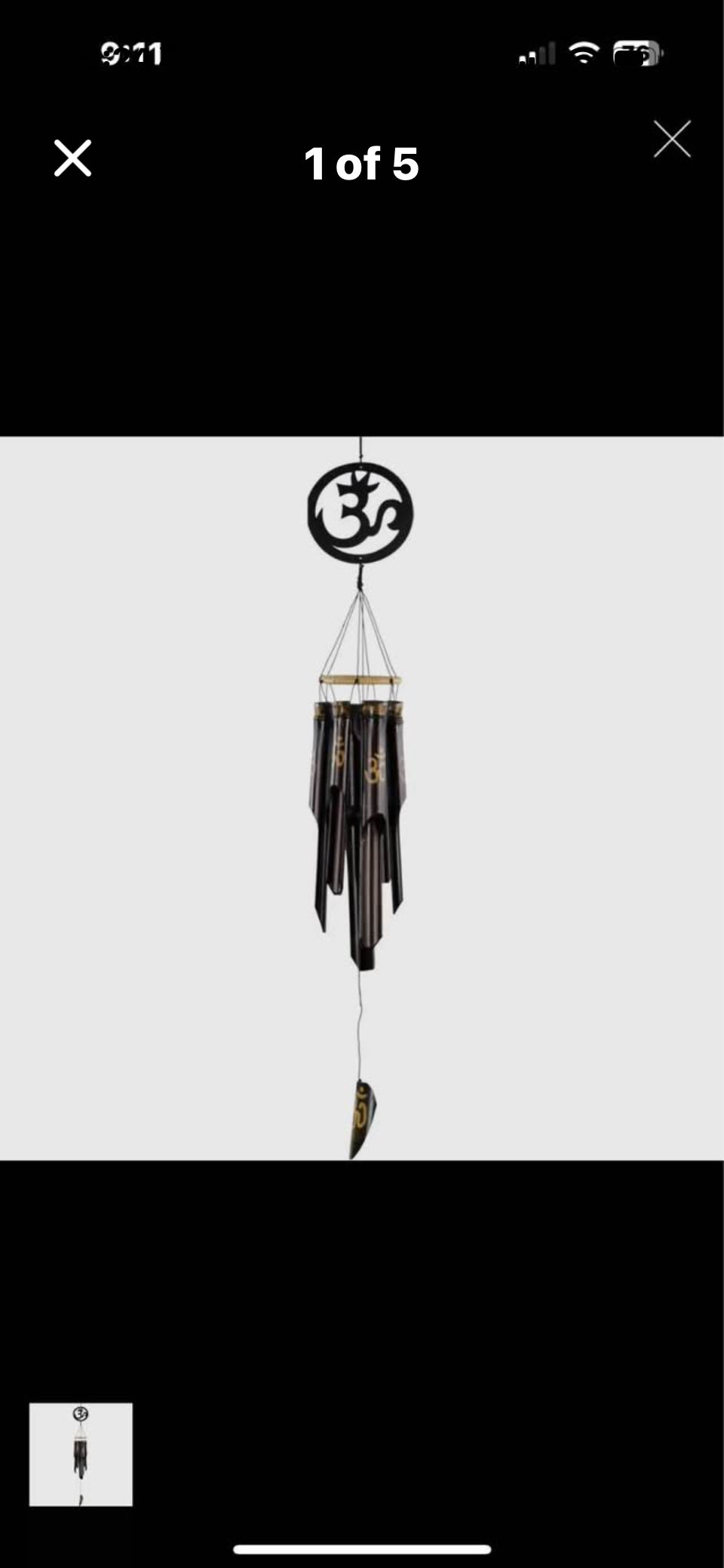 Thumbnail: Bamboo Windchime Gold Painted Om