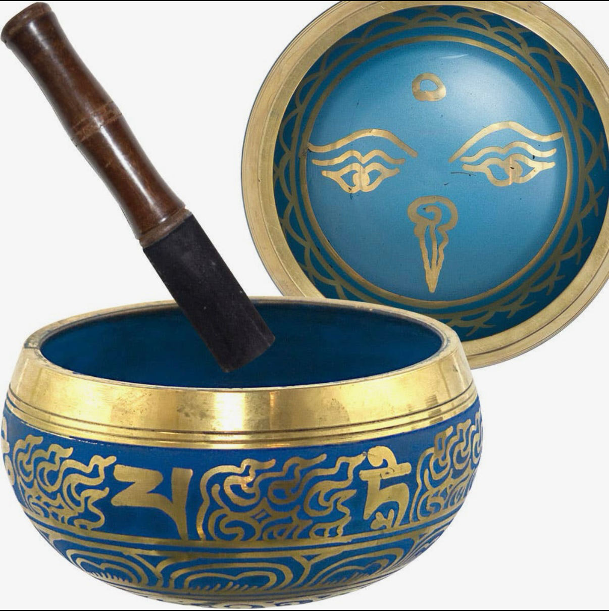 Colored Singing Bowl Large Eye of the Buddha Blue