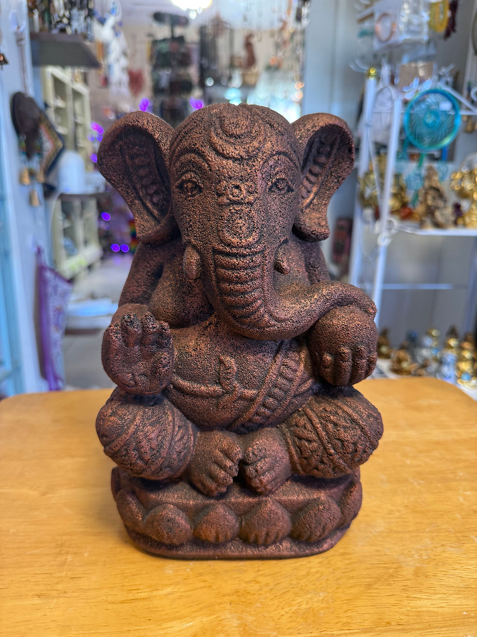 Thumbnail: Volcanic Stone Statue - Red/ Gold Ganesha