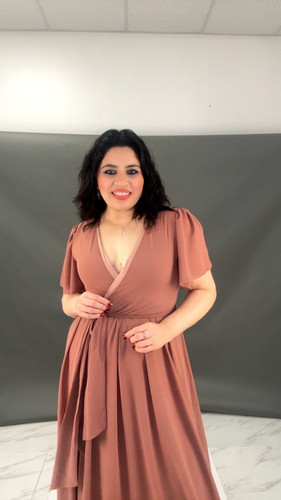 rosy brown color dress Rose Garden Tied Shoulder Maxi Dress Brown