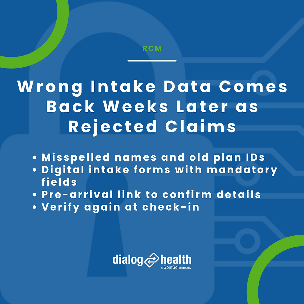 Wrong Intake Data Comes Back Weeks Later as Rejected Claims