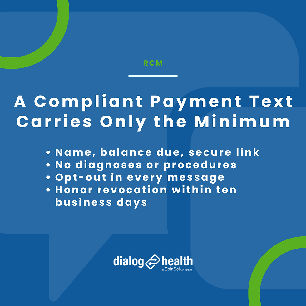 A Compliant Payment Text Carries Only the Minimum