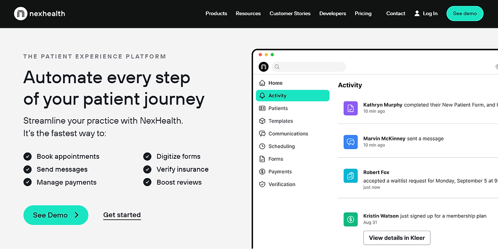 NexHealth Homepage Screenshot