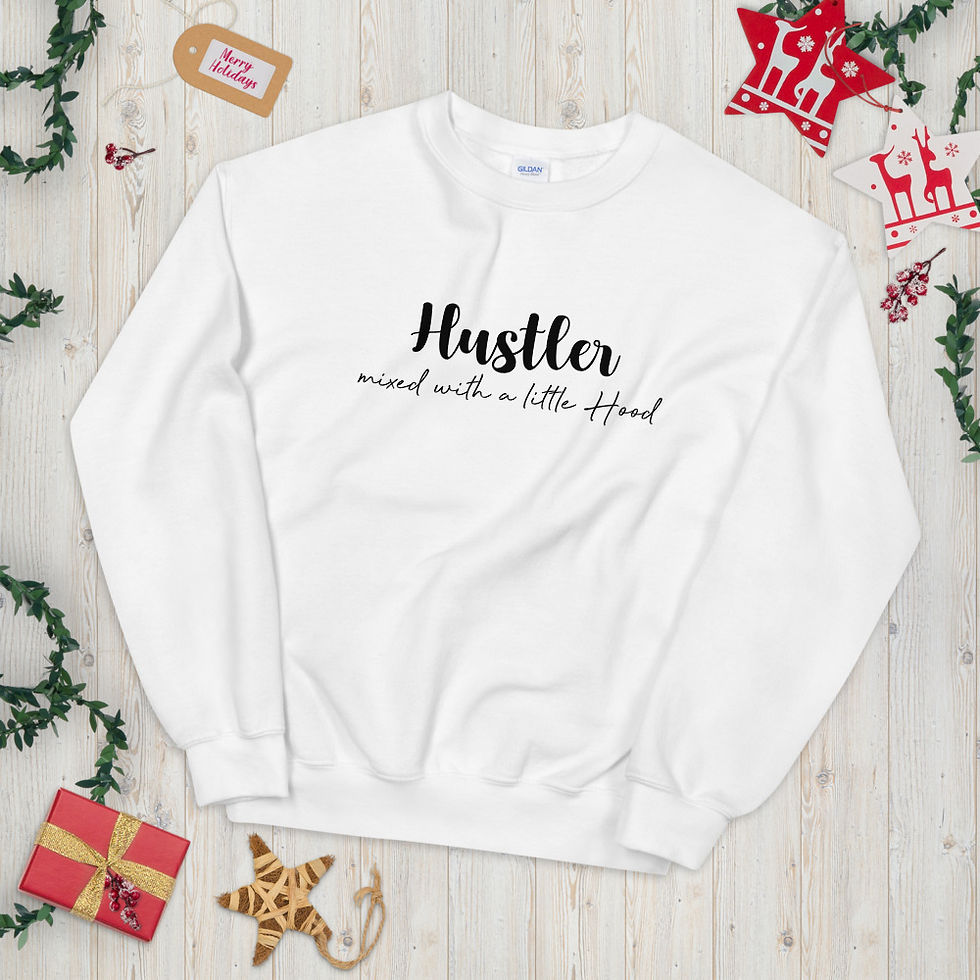 Thumbnail: HUSTLER WITH A LITTLE HOOD BLK Unisex Sweatshirt