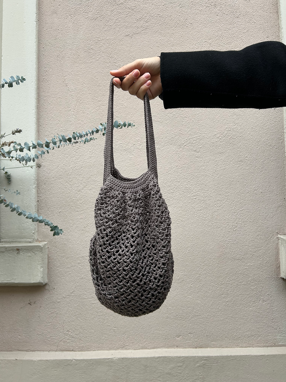 Miniaturbild: Netztasche, net bag grey, handgemacht, evening mood design