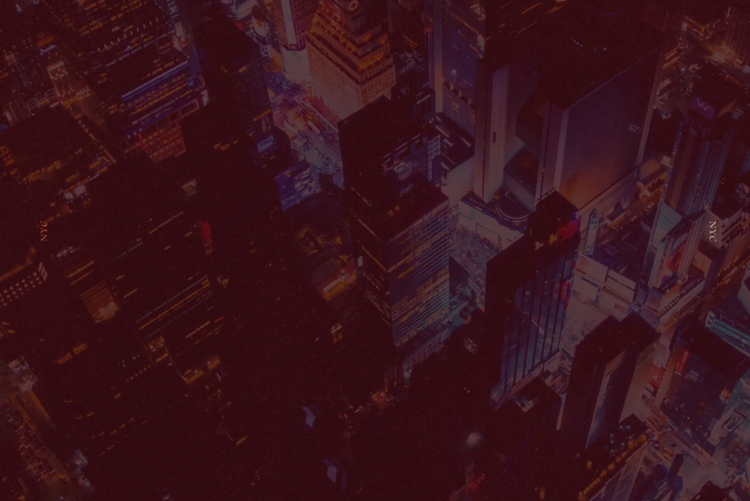 An aerial view of New York City at night