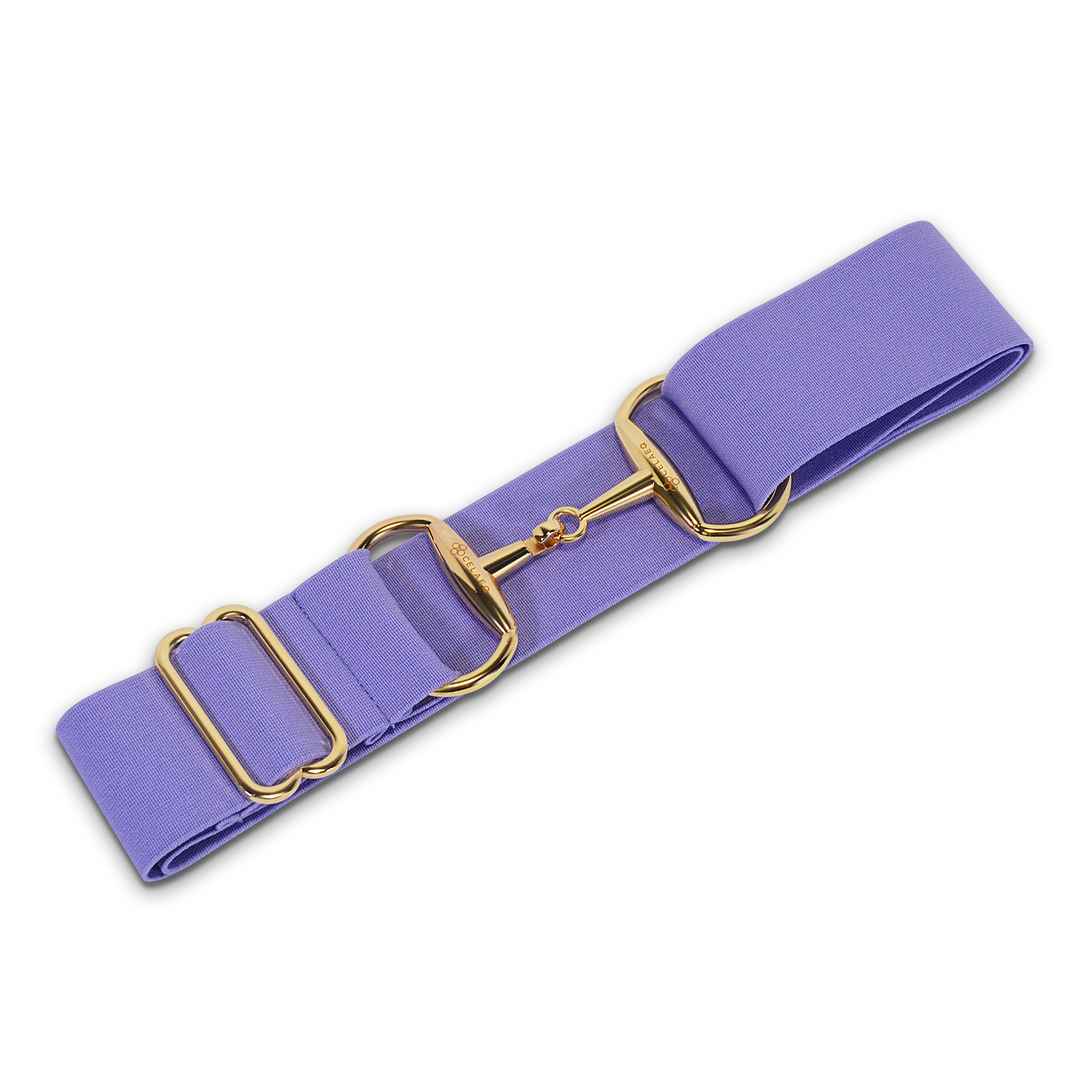 CELAEQ 2 inch Lavender Purple Stretch Elastic Equestrian Horse Riding Belt with Gold Bit Buckle