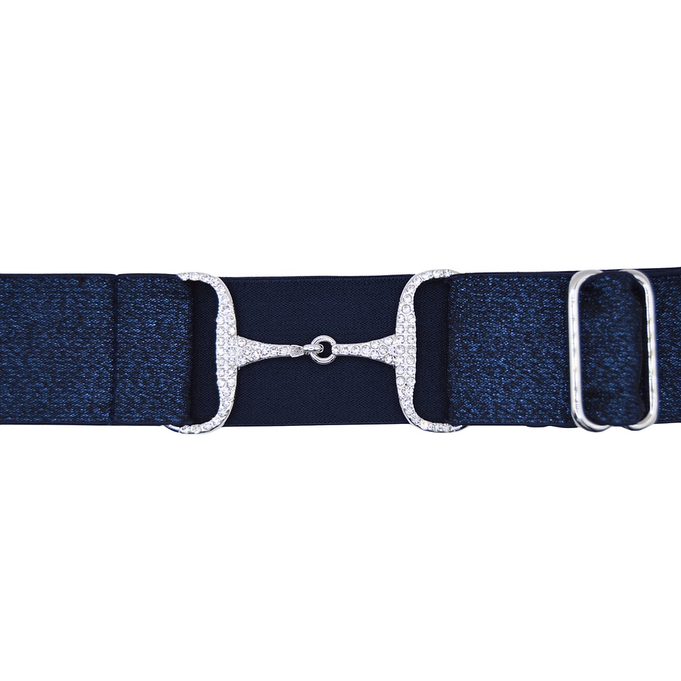 Thumbnail: Sparkling Navy - Silver Rhinestone Bit Buckle