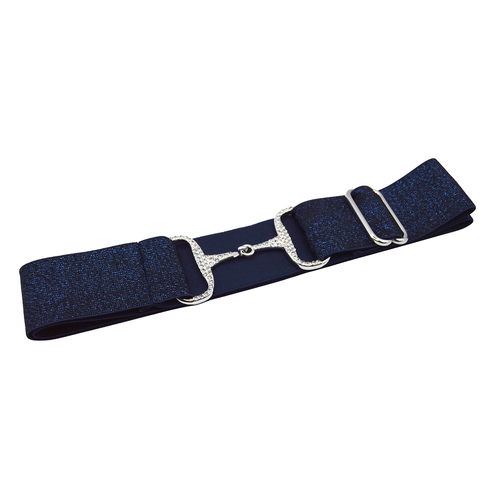 Thumbnail: Sparkling Navy - Silver Rhinestone Bit Buckle