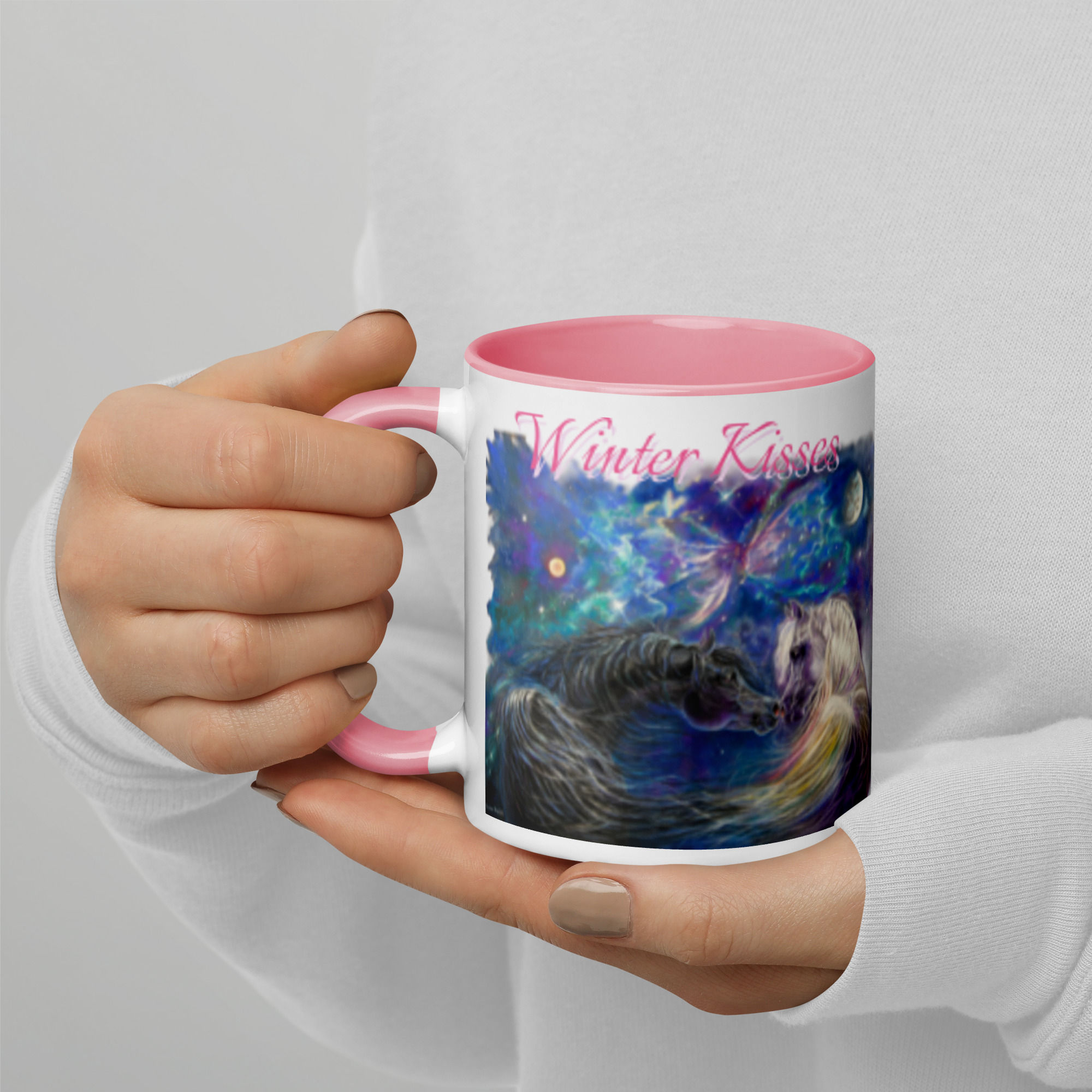 Mug - Winter Kisses & Wind & Spirit Words on Mug with Color Inside